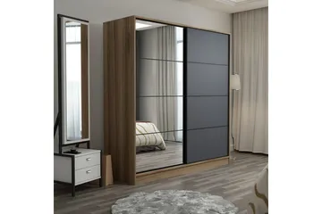 Fruitland Garderob med Spegel - Grå - Förvaring - Garderober & garderobssystem