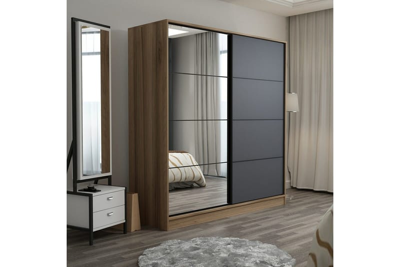 Fruitland Garderob med Spegel - Grå - Förvaring - Garderober & garderobssystem