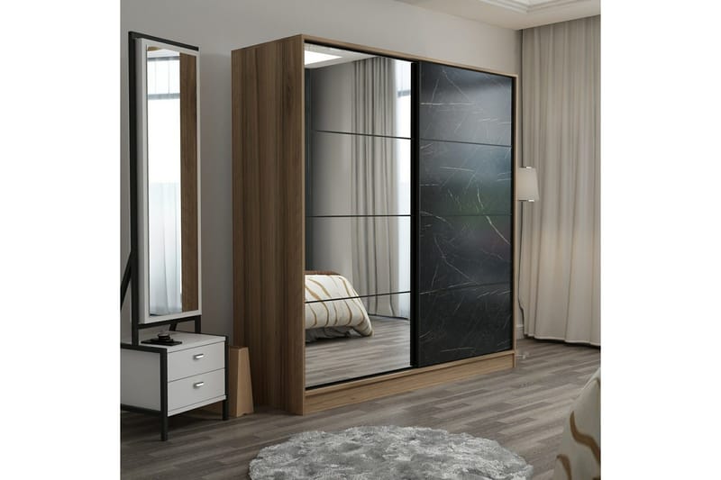 Fruitland Garderob med Spegel - Svart - Förvaring - Garderober & garderobssystem