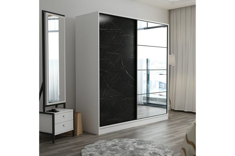 Fruitland Garderob med Spegel - Svart - Förvaring - Garderober & garderobssystem