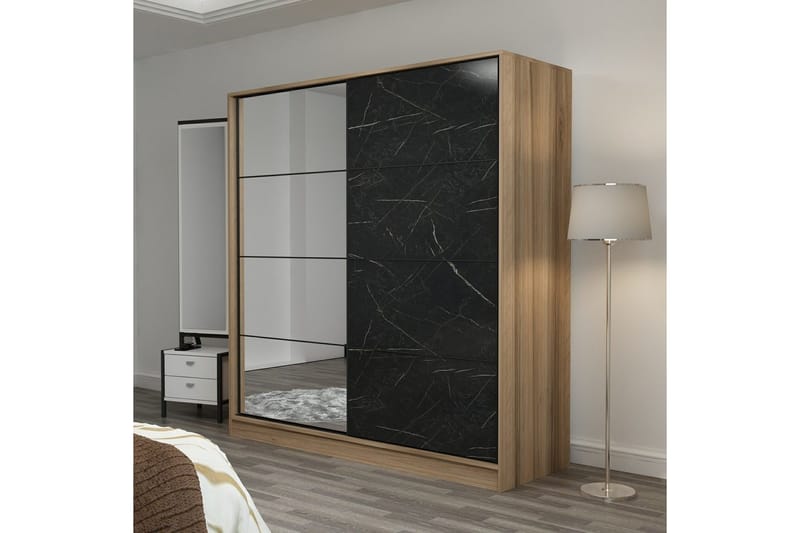 Fruitland Garderob med Spegel - Svart - Förvaring - Garderober & garderobssystem