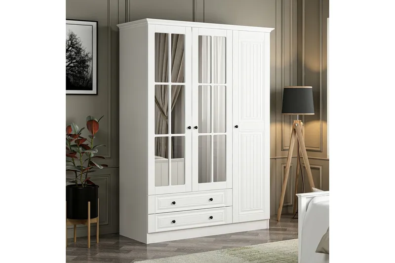 Fruitland Garderob med Spegel - Vit - Förvaring - Garderober & garderobssystem