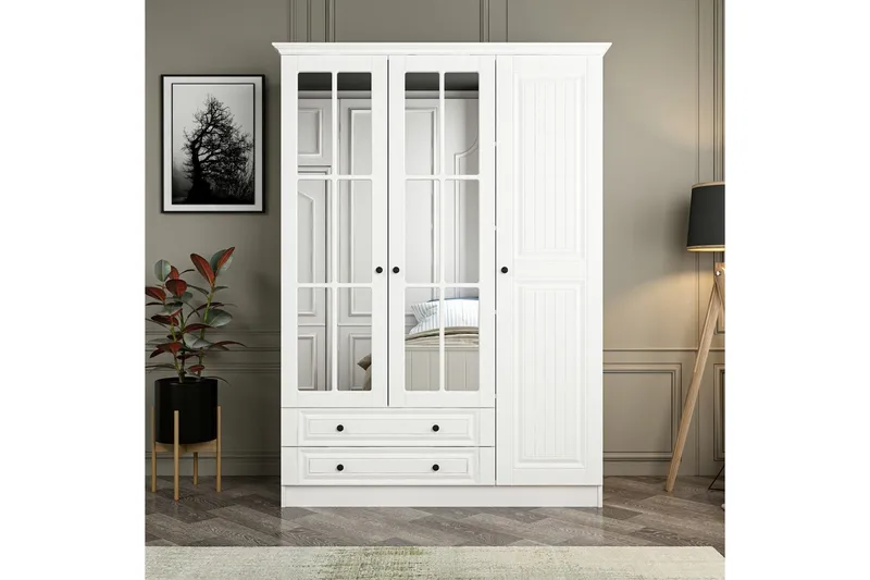 Fruitland Garderob med Spegel, Vit