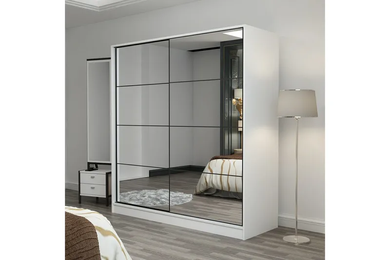 Fruitland Garderob med Spegel - Vit - Förvaring - Garderober & garderobssystem