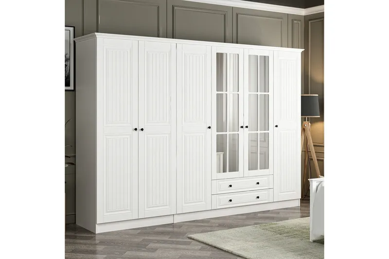 Fruitland Garderob med Spegel - Vit - Förvaring - Garderober & garderobssystem