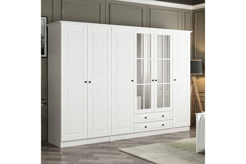 Fruitland Garderob med Spegel - Vit - Förvaring - Garderober & garderobssystem