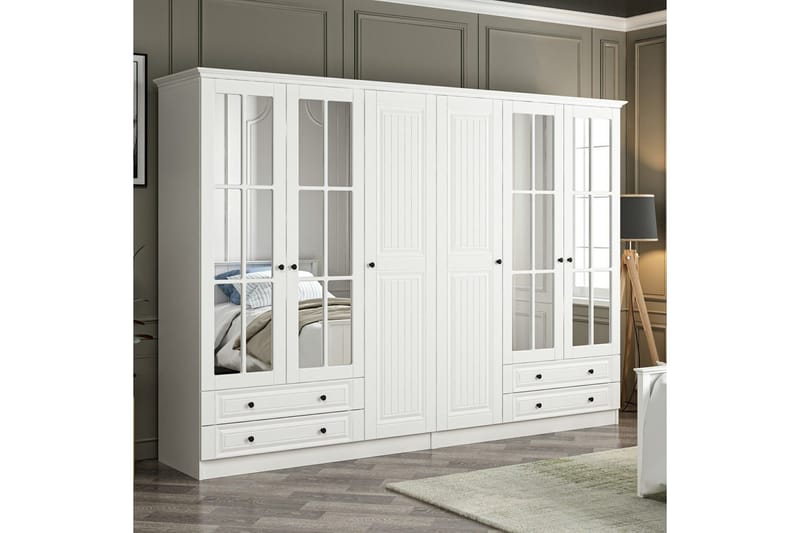 Fruitland Garderob med Spegel - Vit - Förvaring - Garderober & garderobssystem