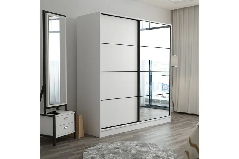 Fruitland Garderob med Spegel - Vit - Förvaring - Garderober & garderobssystem