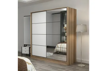 Fruitland Garderob med Spegel - Vit/Brun - Förvaring - Garderober & garderobssystem