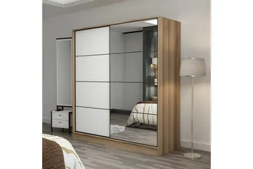 Fruitland Garderob med Spegel - Vit/Brun - Förvaring - Garderober & garderobssystem