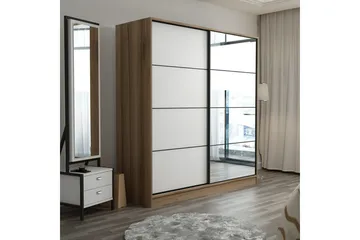 Fruitland Garderob med Spegel - Vit/Brun - Förvaring - Garderober & garderobssystem