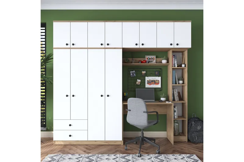 Fryderyk Garderob 240x216,8 cm - Valnöt/Vit - Förvaring - Garderober & garderobssystem