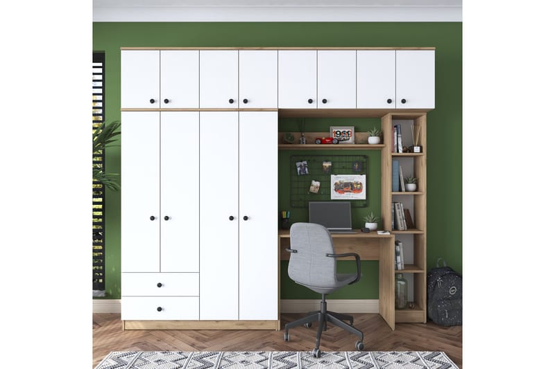 Fryderyk Garderob 240x216,8 cm - Valnöt/Vit - Förvaring - Garderober & garderobssystem