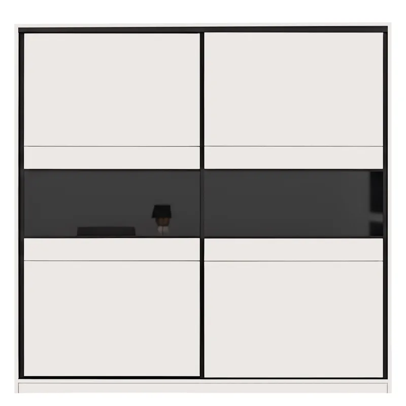 Fynara Garderob 220x226 cm - beige och svart - Förvaring - Garderober & garderobssystem