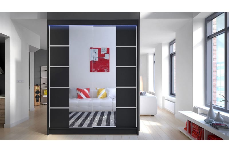 Garderob + LED Richmond - Svart/RGB LED - Förvaring - Garderober & garderobssystem