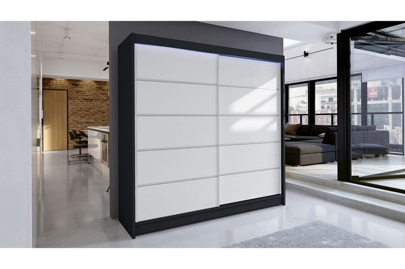 Garderob + LED - Svart|Vit - Förvaring - Garderober & garderobssystem