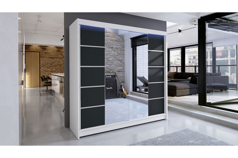 Garderob + LED - Vit|Svart - Förvaring - Garderober & garderobssystem