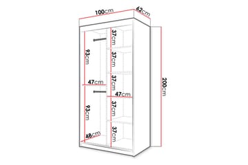 Garderob 100 - Vit|Svart - Förvaring - Garderober & garderobssystem