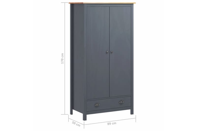 Garderob 2 dörrar Hill Range grå 89x50x170 cm massiv furu - Grå - Garderober & garderobssystem - Garderobsskåp