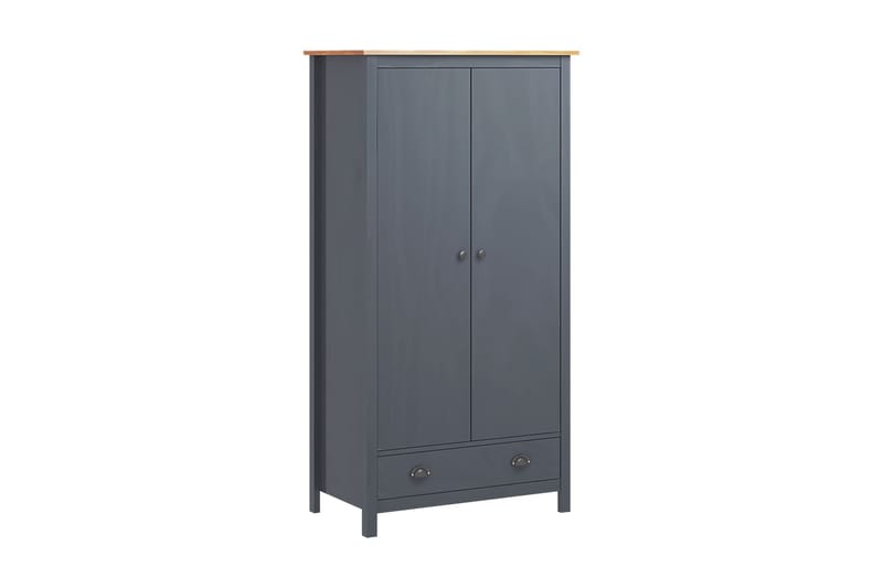 Garderob 2 dörrar Hill Range grå 89x50x170 cm massiv furu - Grå - Garderober & garderobssystem - Garderobsskåp