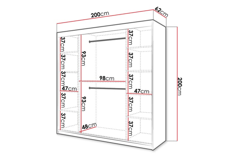 Garderob 200 - Vit|Svart - Garderober & garderobssystem - Garderobsskåp