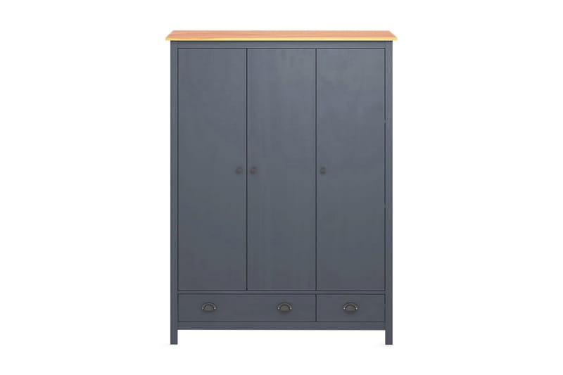 Garderob 3 dörrar Hill Range grå 127x50x170 cm massiv furu - Grå - Garderober & garderobssystem - Garderobsskåp