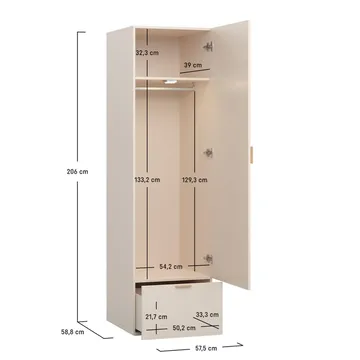 Garderob 4 You Fresh 1 Dörr - Ek - Förvaring - Garderober & garderobssystem