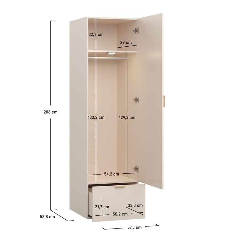 Garderob 4 You Fresh 1 Dörr - Ek - Förvaring - Garderober & garderobssystem