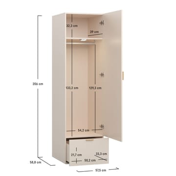 Garderob 4 You Fresh 1 Dörr - Sandbeige - Förvaring - Garderober & garderobssystem
