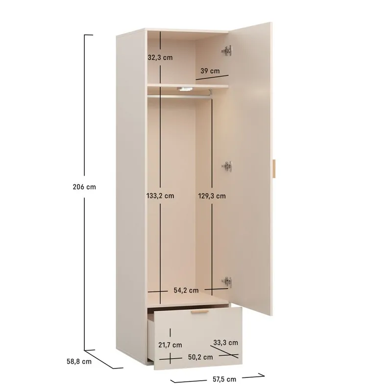 Garderob 4 You Fresh 1 Dörr - Sandbeige - Förvaring - Garderober & garderobssystem