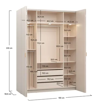Garderob 4 You Fresh 4 Dörrar - Sandbeige, 240,6 cm - Förvaring - Garderober & garderobssystem