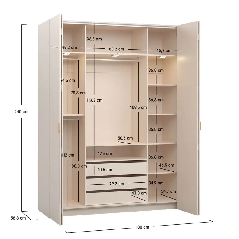 Garderob 4 You Fresh 4 Dörrar - Sandbeige, 240,6 cm - Förvaring - Garderober & garderobssystem