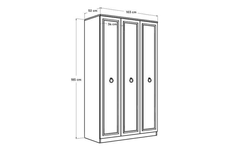 Garderob Ajra 103x185 cm Vit - Hanah Home - Garderober & garderobssystem - Garderobsskåp