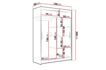 Garderob Aldo 120 cm Skjutdörrar Böjd Spegel - Beige - Förvaring - Garderober & garderobssystem