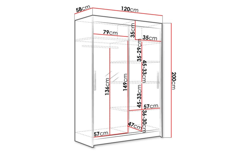 Garderob Aldo 120 cm Skjutdörrar Böjd Spegel - Beige - Förvaring - Garderober & garderobssystem