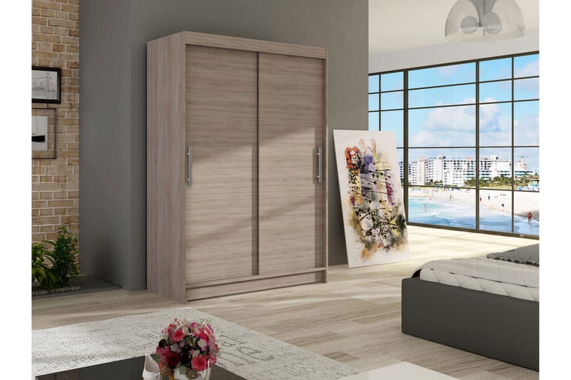 Garderob Aldo 120 cm Skjutdörrar - Beige/Trä/Natur - Förvaring - Garderober & garderobssystem