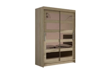 Garderob Aldo 120 cm Skjutdörrar Delad Spegel - Ek - Förvaring - Garderober & garderobssystem