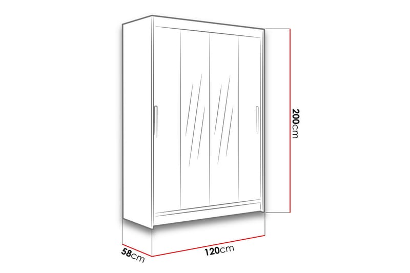 Garderob Aldo 120 cm Skjutdörrar Smal Spegel - Svart - Garderober & garderobssystem