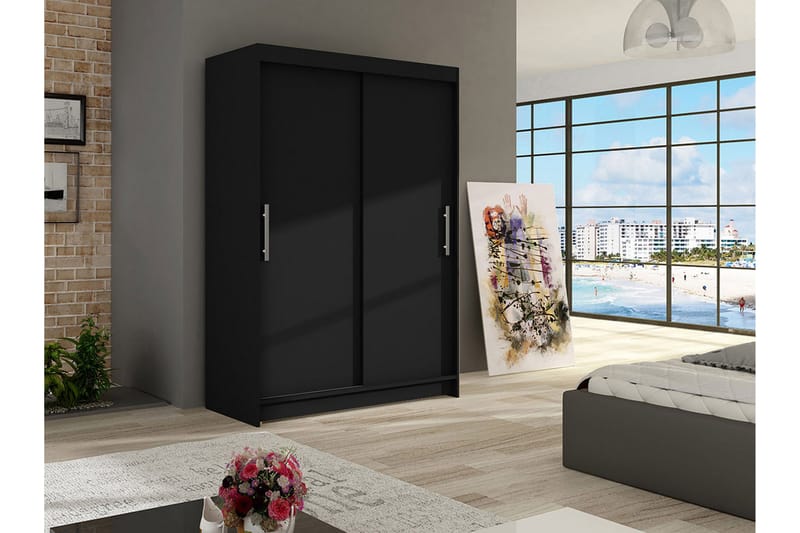 Garderob Aldo 120 cm Skjutdörrar - Svart - Förvaring - Garderober & garderobssystem