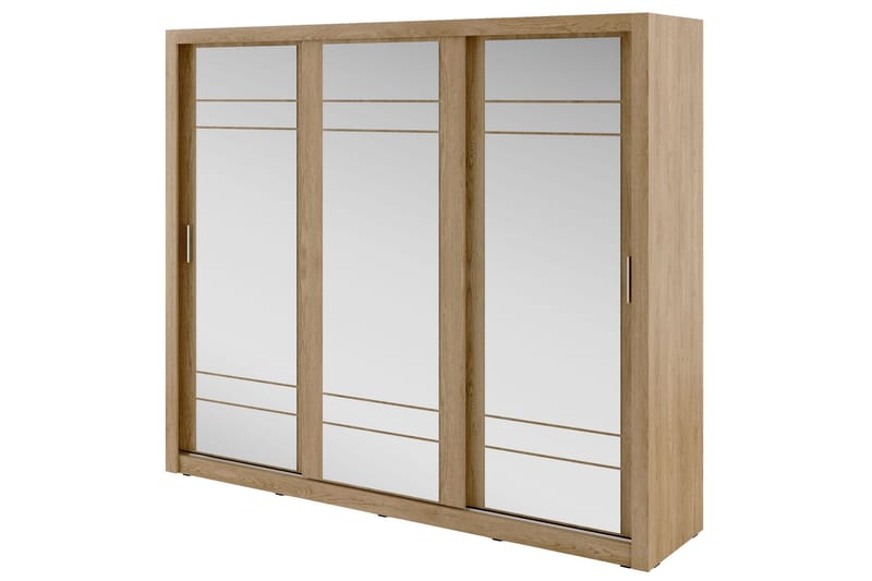 Garderob Amihan 250 cm 3 Skjutdörrar - Ek - Förvaring - Garderober & garderobssystem