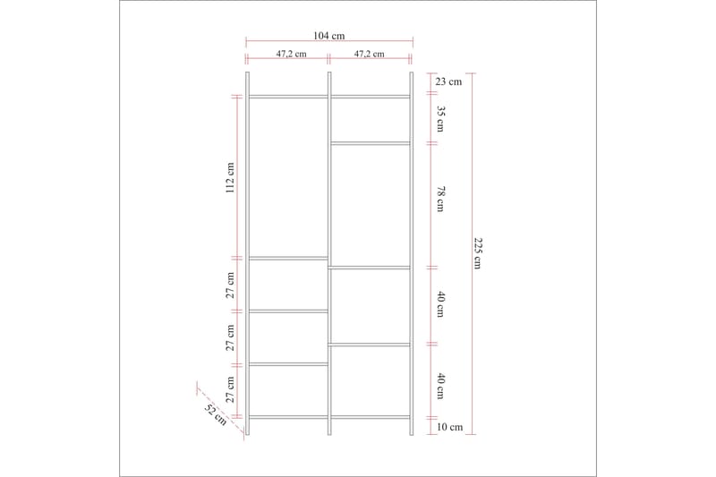 Garderob Anera 52x104 cm 5 Dörrar - Natur - Förvaring - Garderober & garderobssystem