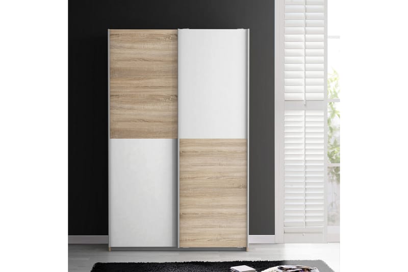 Garderob Bankson 120x191 cm - Brun|Vit - Förvaring - Garderober & garderobssystem