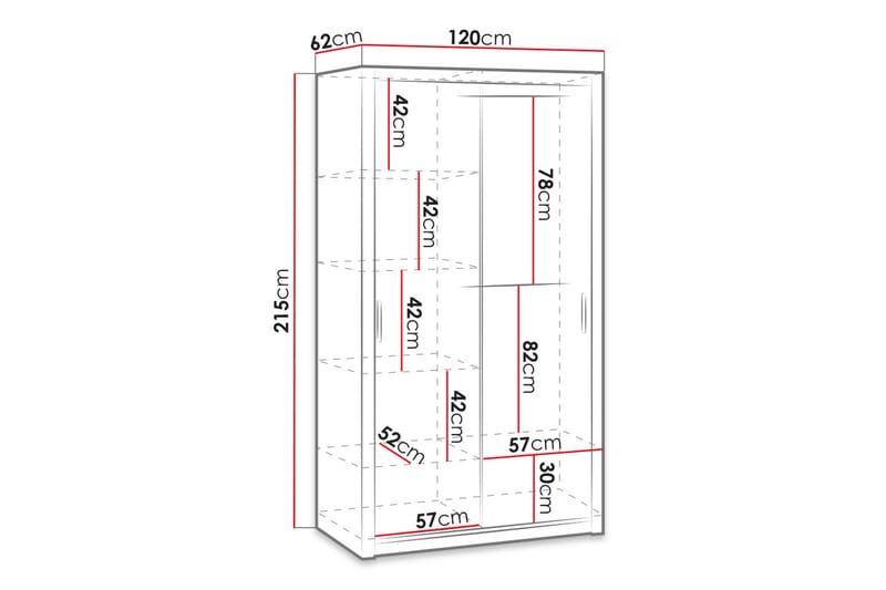 Garderob Barriga 120 cm med Spegel - Vit - Garderober & garderobssystem