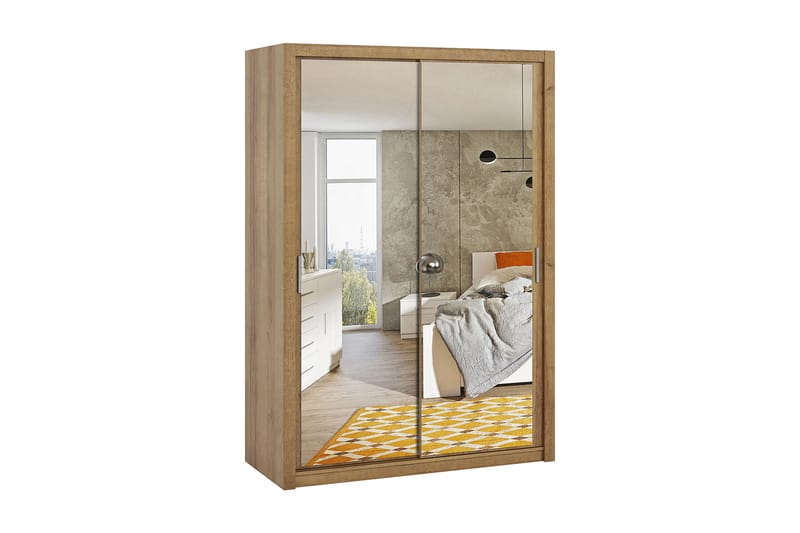 Garderob Barriga 150 cm med Spegel - Gyllen Natur - Garderober & garderobssystem