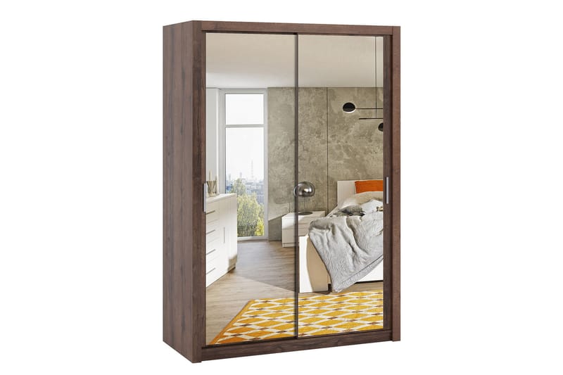 Garderob Barriga 150 cm med Spegel - Natur - Garderober & garderobssystem