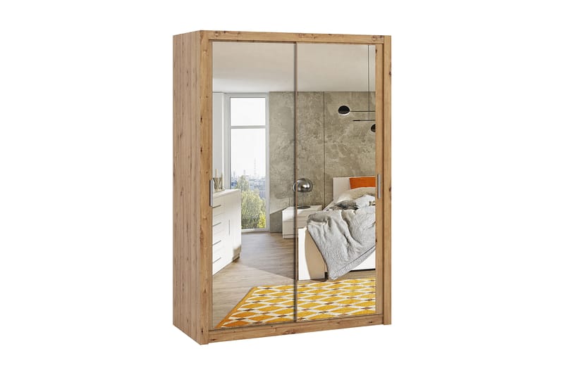 Garderob Barriga 150 cm med Spegel - Natur - Garderober & garderobssystem