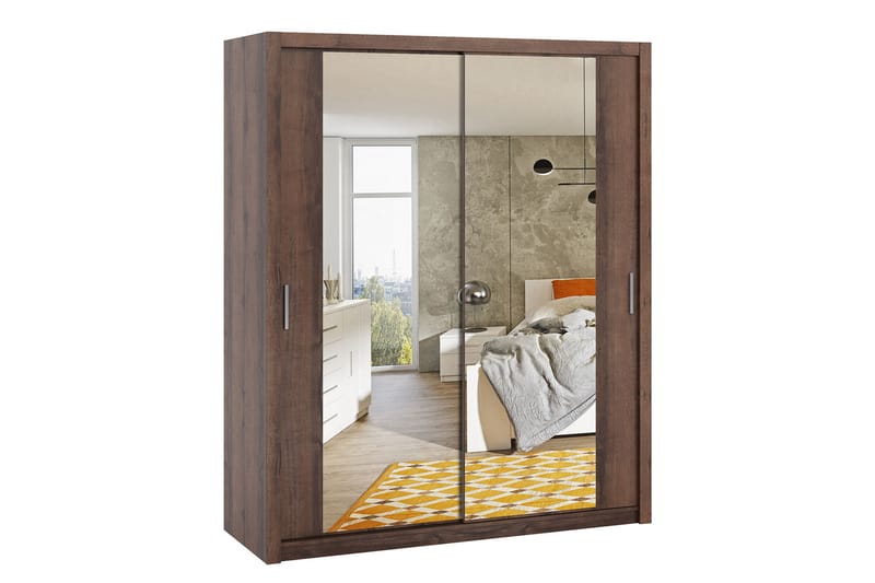 Garderob Barriga 180 cm med Spegel - Natur - Förvaring - Garderober & garderobssystem