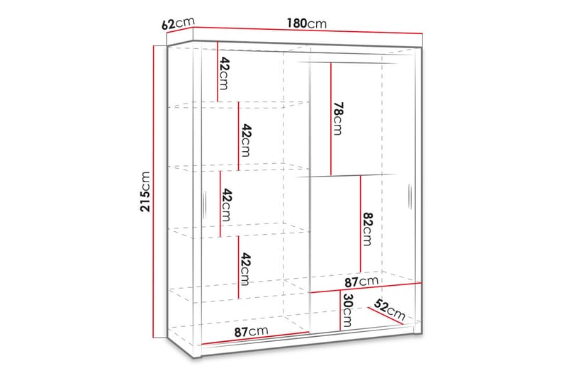 Garderob Barriga 180 cm - Vit - Förvaring - Garderober & garderobssystem