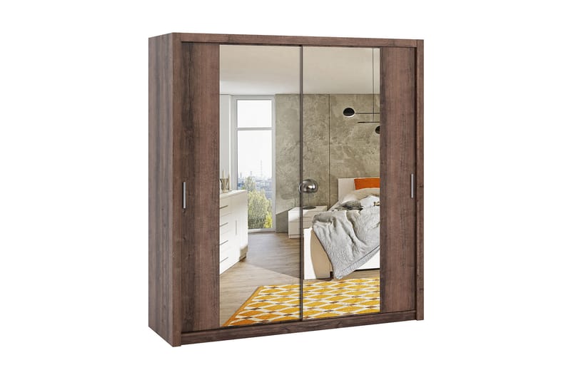 Garderob Barriga 200 cm med Spegel - Natur - Garderober & garderobssystem