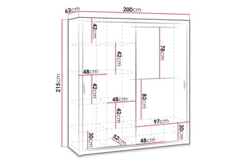 Garderob Barriga 200 cm med Spegel - Vit - Förvaring - Garderober & garderobssystem
